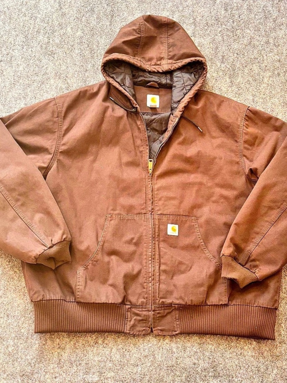 Carhartt J140 Brown Quilted Hooded Jacket 3XL